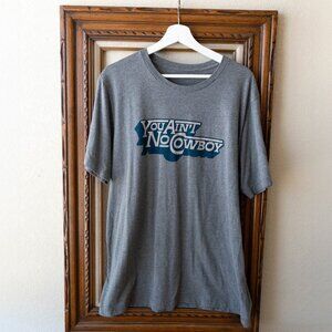 Dale Brisby Tee Men's Size Medium Gray Blue You Ain't No Cowboy Quote Shirt